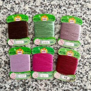 Kanagawa Orizuru—(6) 100% Silk Embroidery Threads (02, 11, 101, 165, 187, 189)